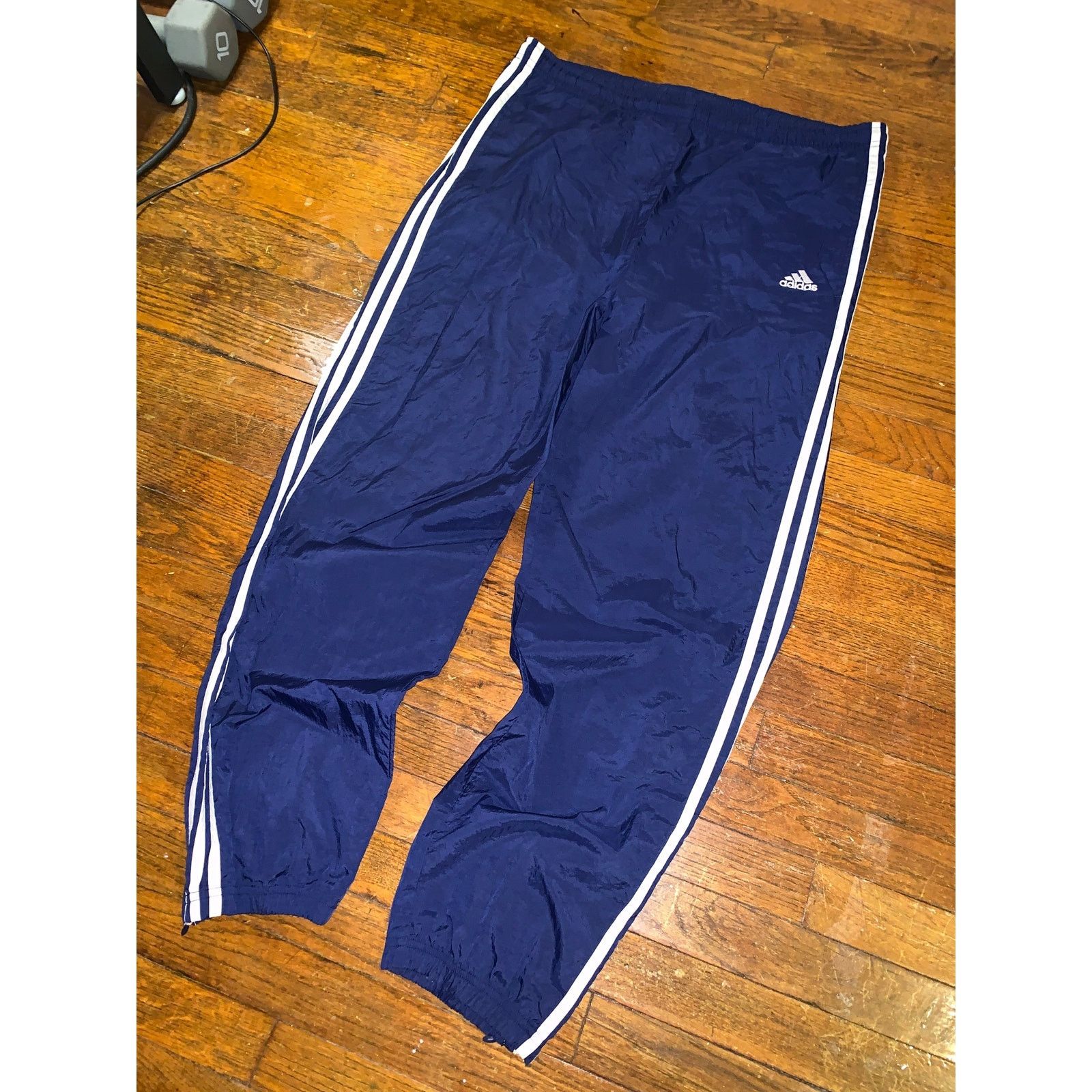 Adidas × Vintage Y2K Adidas Windbreaker Track Pants Large Navy Blue 3 Stripe Size US 36 / EU 52 - 3 Thumbnail