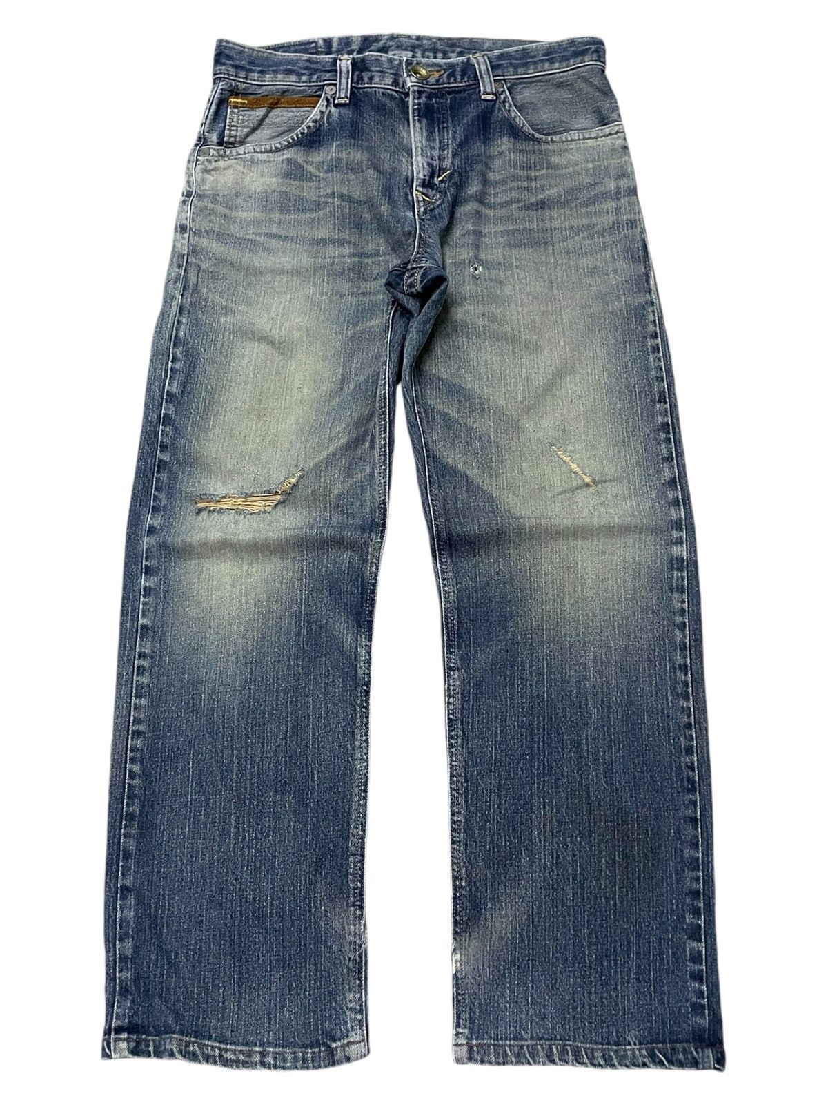 Edwin × If Six Was Nine × Vintage Edwin XV 404 Mud Wash Leather Trimmed Loose Jeans Size US 32 / EU 48 - 2 Thumbnail