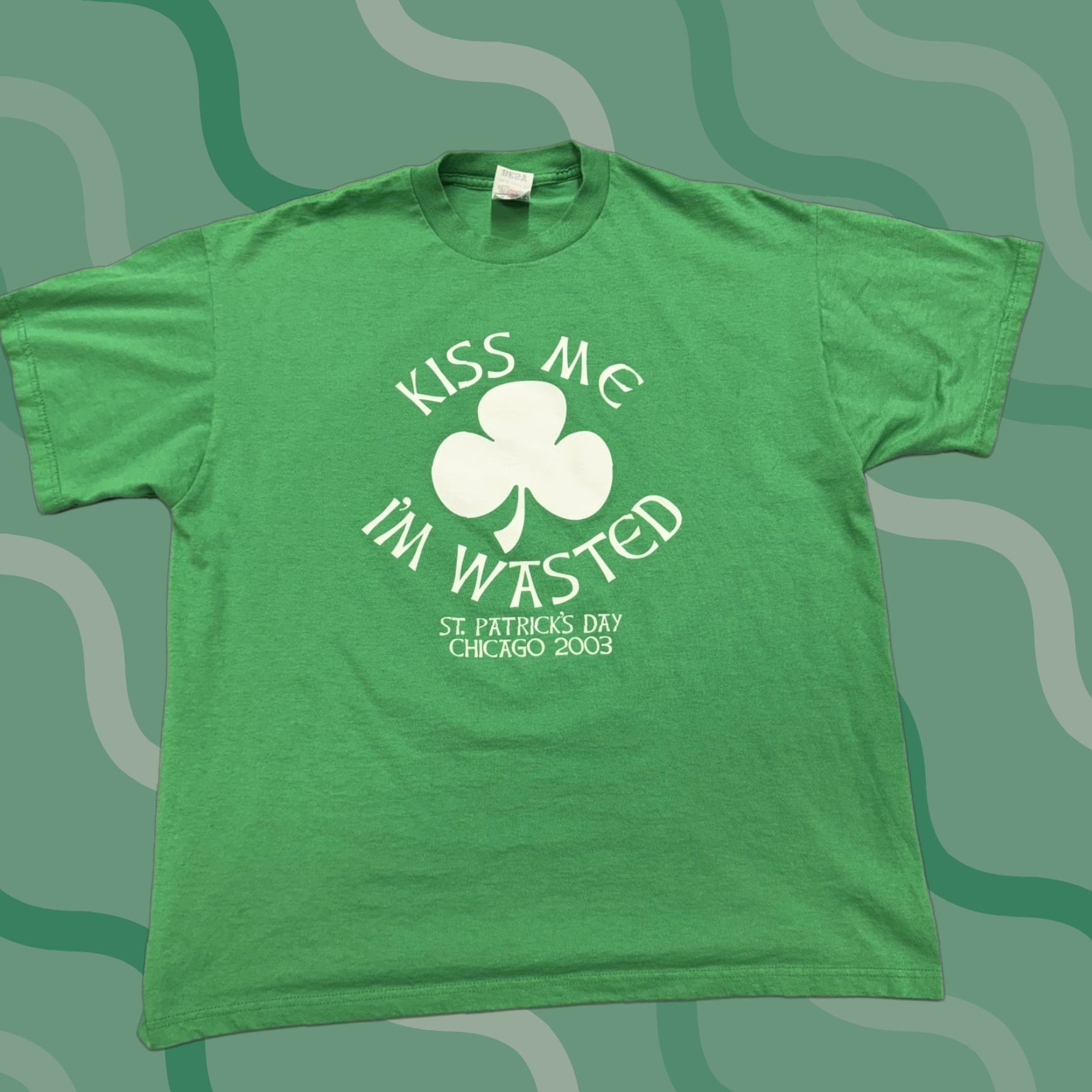 Fruit Of The Loom VINTAGE Fruit Of The Loom Shirt Mens XL Green Kiss Me I'm Wasted St Patrick's Day Shirt Mens Green Kiss Me I'm Wasted St Patrick's Day Size US XL / EU 56 / 4 - 1 Thumbnail