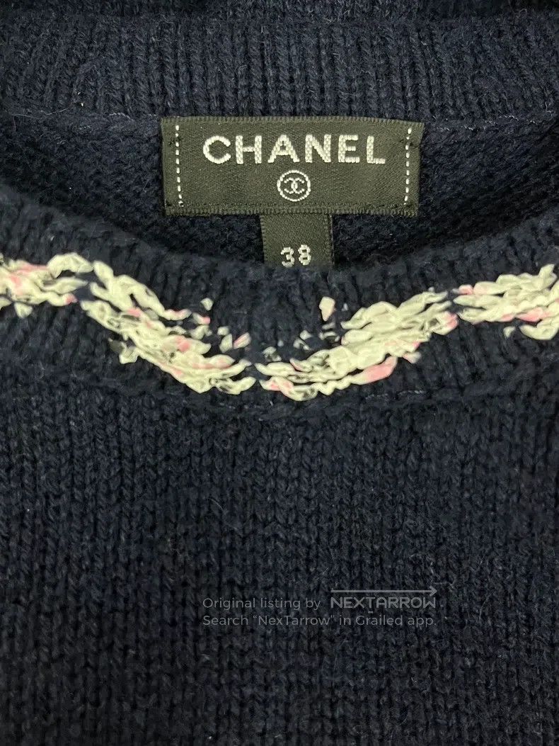 Chanel Chanel Blue large logo cashmere sweater Size XS / US 0-2 / IT 36-38 - 4 Thumbnail
