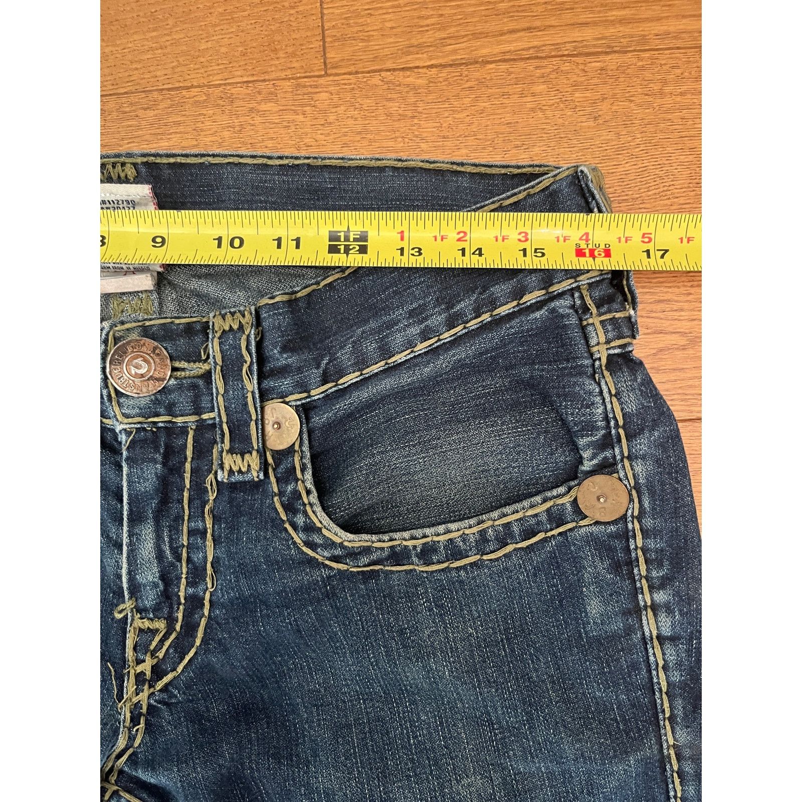 True Religion True Religion, Billy Super T, Gold Stitch Denim, Made USA 29 Size 29" - 14 Thumbnail