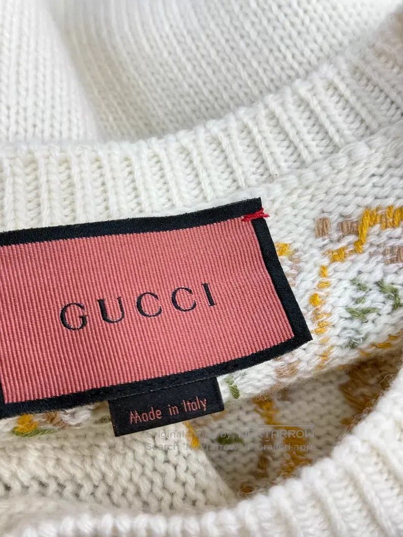 Gucci Gucci White heavy industry flower embroidery sweater Size M / US 6-8 / IT 42-44 - 4 Thumbnail