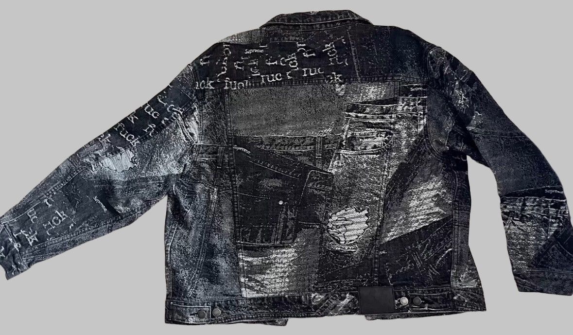 Supreme Supreme Archive Denim Jacquard Trucker Jacket Black XL Size US XL / EU 56 / 4 - 2 Thumbnail