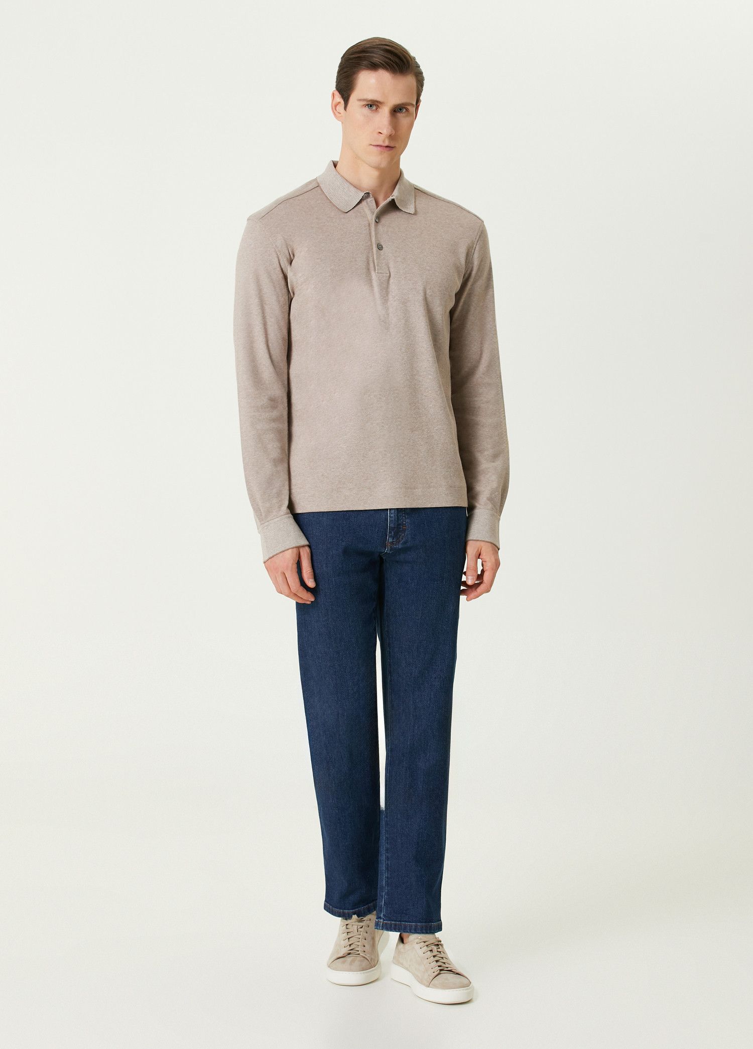 Ermenegildo Zegna ZEGNA beige long sleeve knit polo shirt Size Large Size US L / EU 52-54 / 3 - 2 Thumbnail