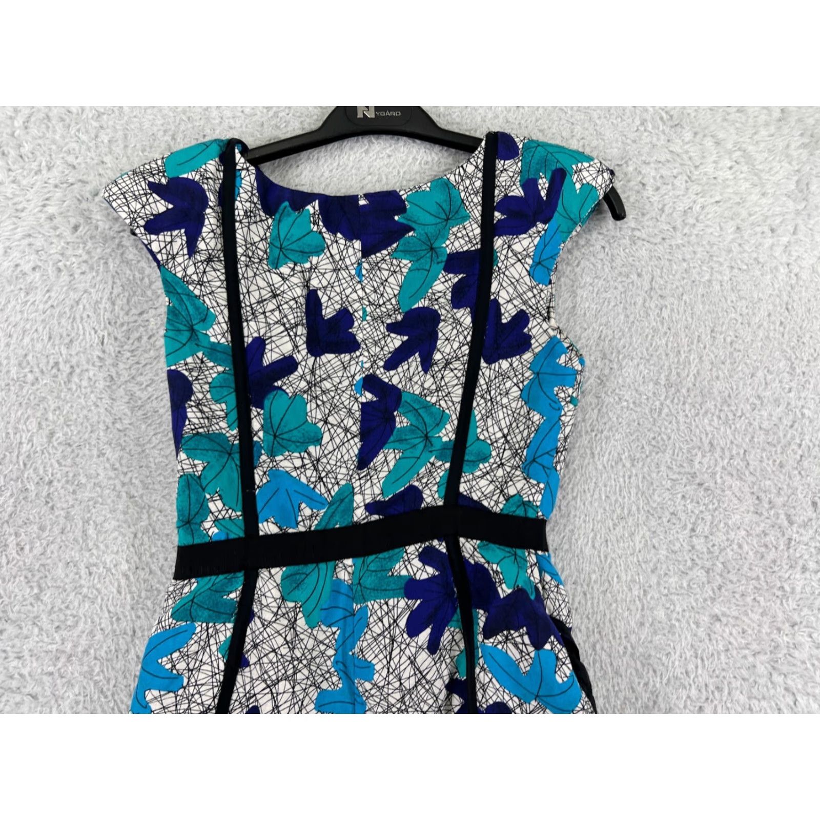Anthropologie Tracy Reese Dress Frock Women 0 Blue Leaf Pattern Linen Silk Blend Sleeveless Mini Dress - 90s Bohemian Floral Casual Party Cocktail - Blue - Damen? Size XS / US 0-2 / IT 36-38 - 7 Thumbnail