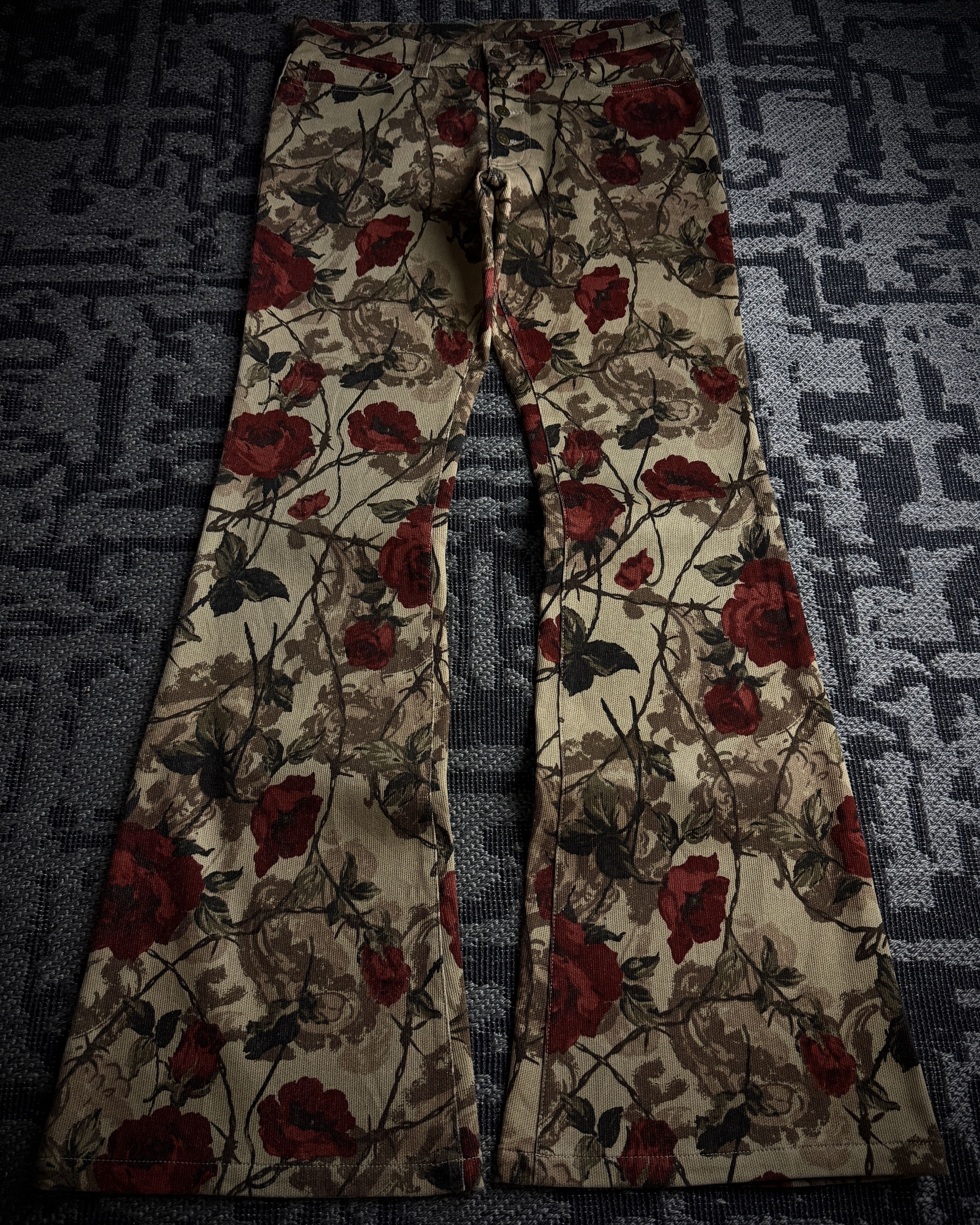 Tornado Mart Tornado Mart Rose Floral Flared Pants Size US 34 / EU 50 - 3 Thumbnail