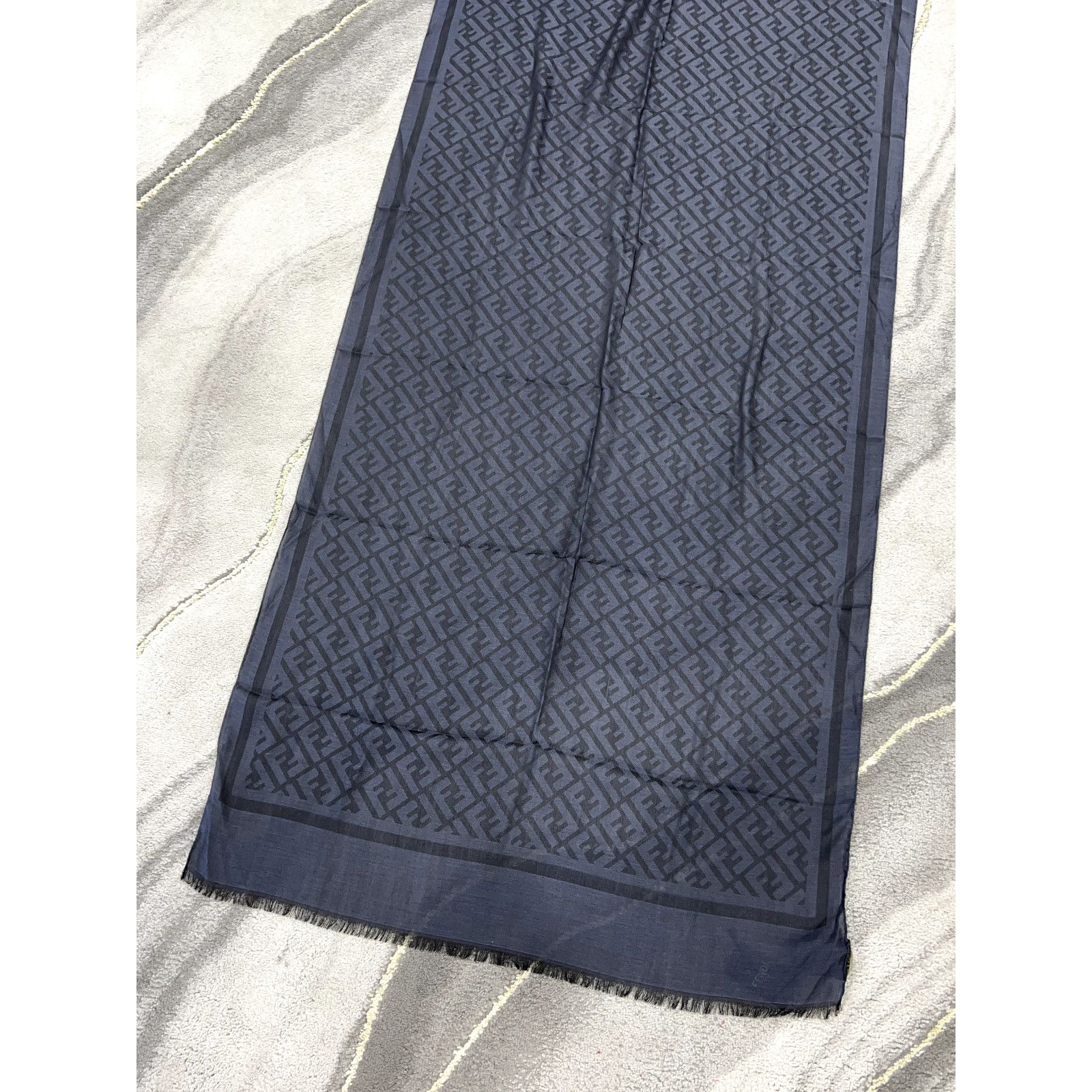 Fendi Fendi Monogram Logo Silk Fringe Hem Wrap Shawl Stole Scarf Size ONE SIZE - 15 Thumbnail