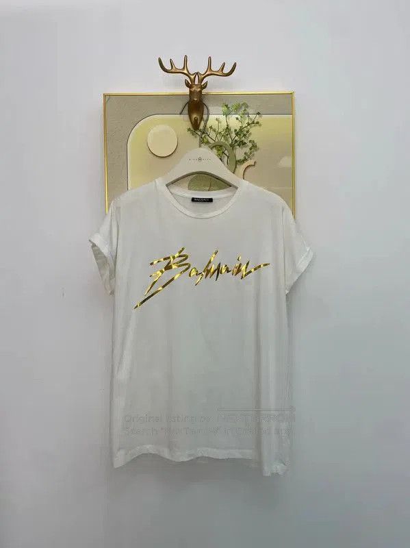 Balmain Balmain White Cotton Graphic Tee for Women . Size M / US 6-8 / IT 42-44 - 1 Thumbnail