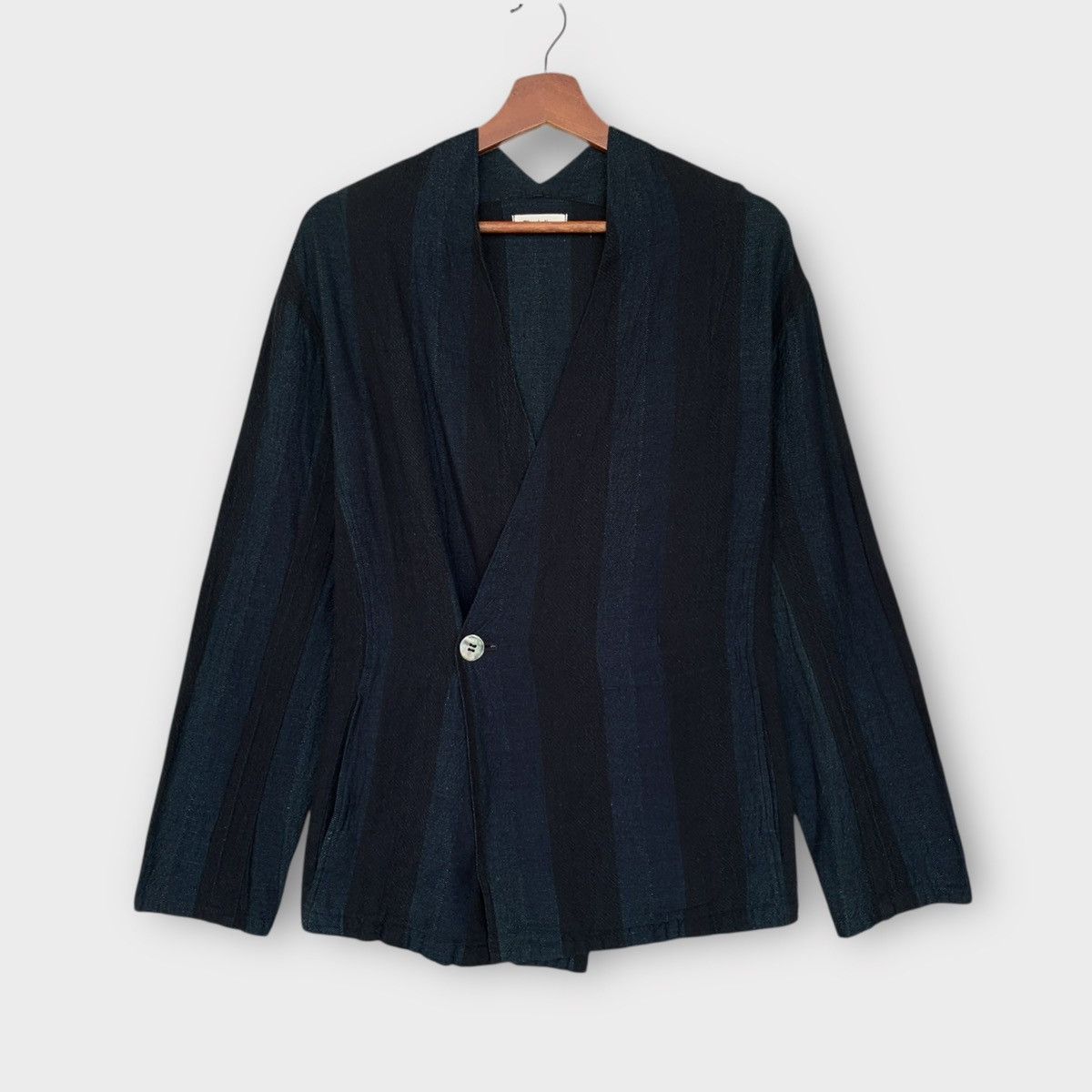 Issey Miyake ISSEY MIYAKE PLANTATION INDIGO MINIMALIST STRIPED COAT Size US M / EU 48-50 / 2 - 2 Thumbnail