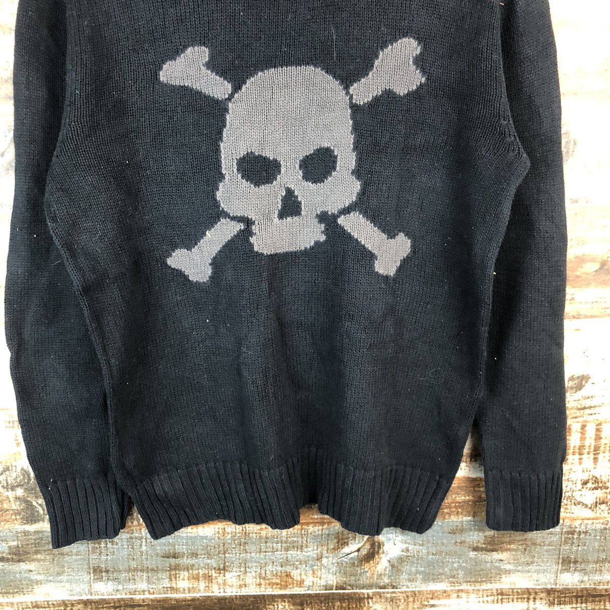 Japanese Brand D japan Skulls Black sweatshirt Knitwear #A1813 Size US M / EU 48-50 / 2 - 6 Thumbnail