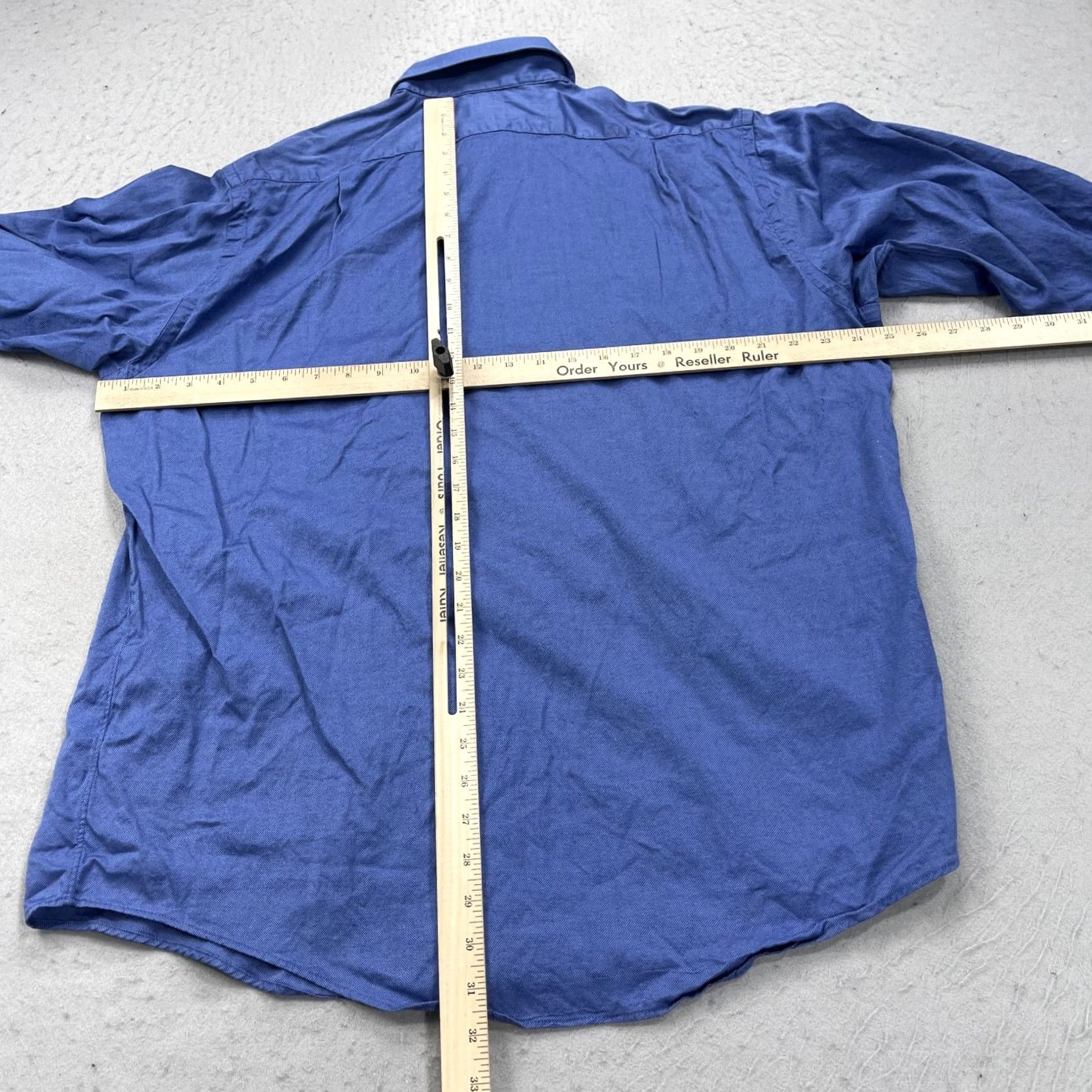 Brooks Brothers VINTAGE Brooks Brothers Shirt Mens 16.5 Blue Solid Classic Made USA Dress Shirt Size 46R - 6 Thumbnail