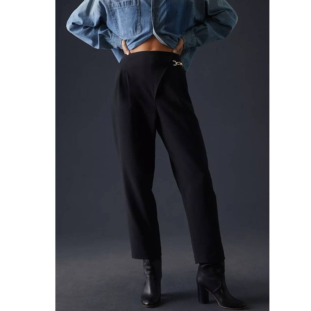 Anthropologie New Anthropologie Exquise Straight-Leg Trouser $180 XL Black Size 38" / US 16 / IT 52 - 3 Thumbnail