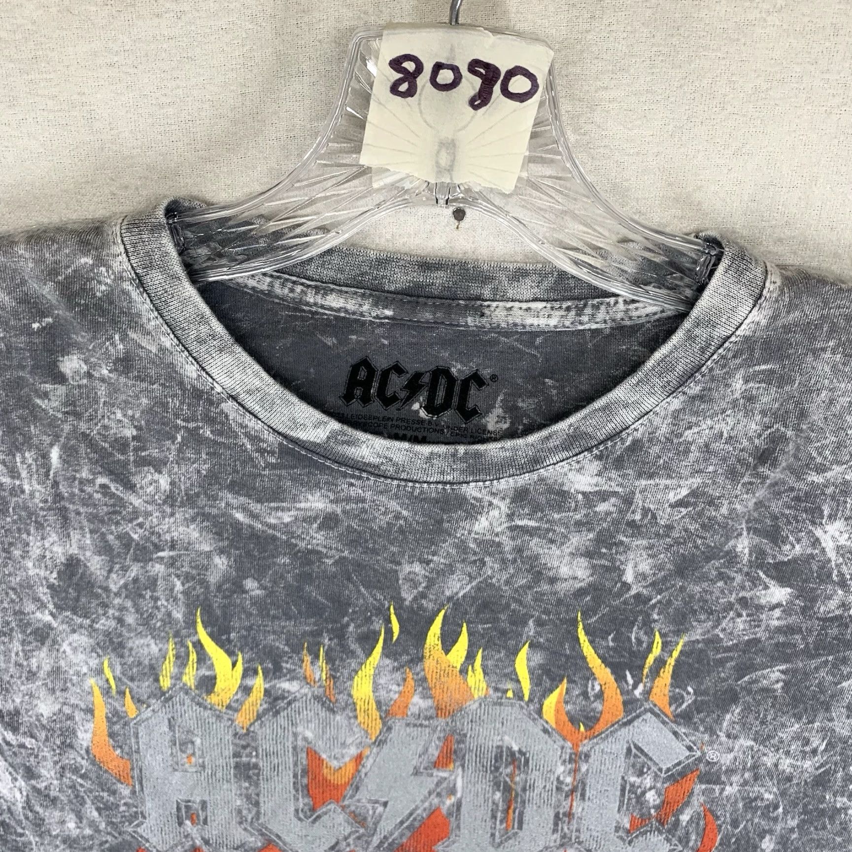 Vintage AC/DC Summer Crop Top Highway To Hell Tie Die Gray Shirt M Unisex Adults Mid Gray Graphic Print T-Shirt 2020s Rock N Roll Tour Men Women Size US M / EU 48-50 / 2 - 4 Thumbnail