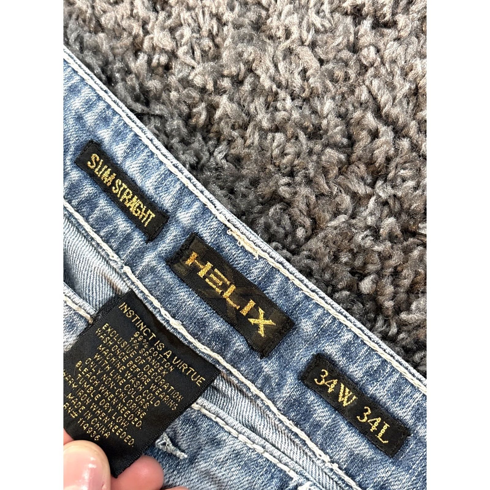 Vintage Helix Jeans Mens 34x34 Blue Slim Straight Distressed Medium Wash Stretch 5-Pocket Size US 34 / EU 50 - 5 Thumbnail