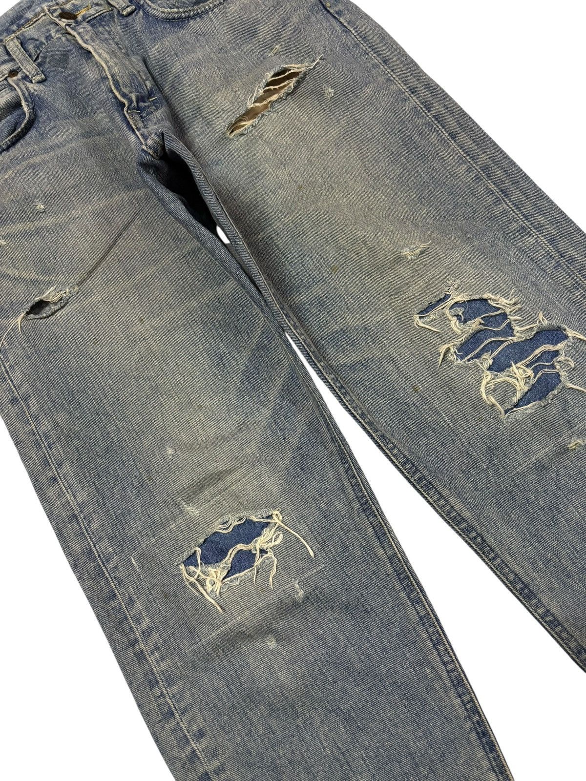 Japanese Brand Vtg Y2k Lee Japan Sashiko Blue Washed Jeans Size US 32 / EU 48 - 3 Thumbnail