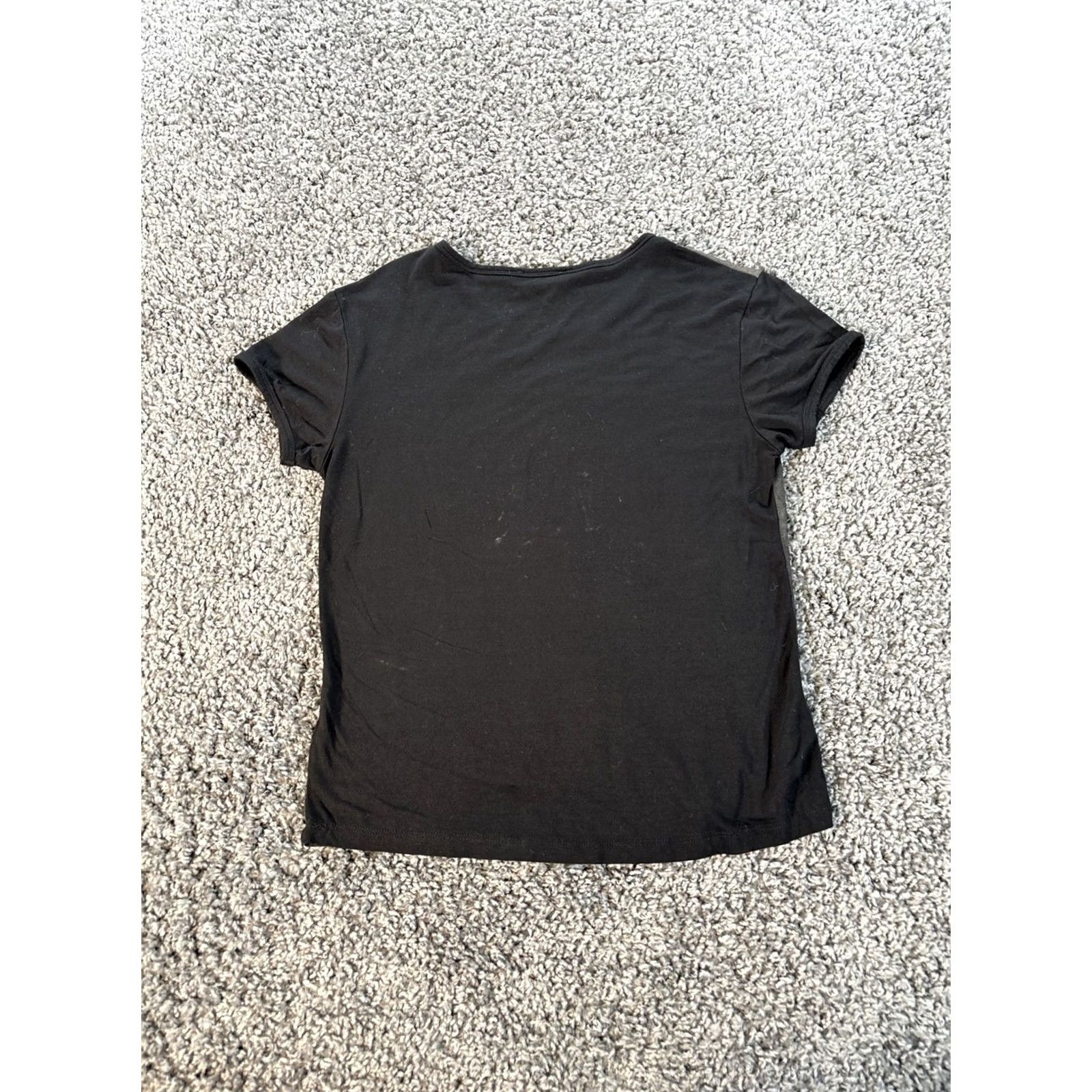 Gloverall VINTAGE Attitude Paris T Shirt Womens XL Black Cotton Rhinestone Y2K All Over Graphic Fitted Short Sleeve Size XL / US 12-14 / IT 48-50 - 5 Thumbnail