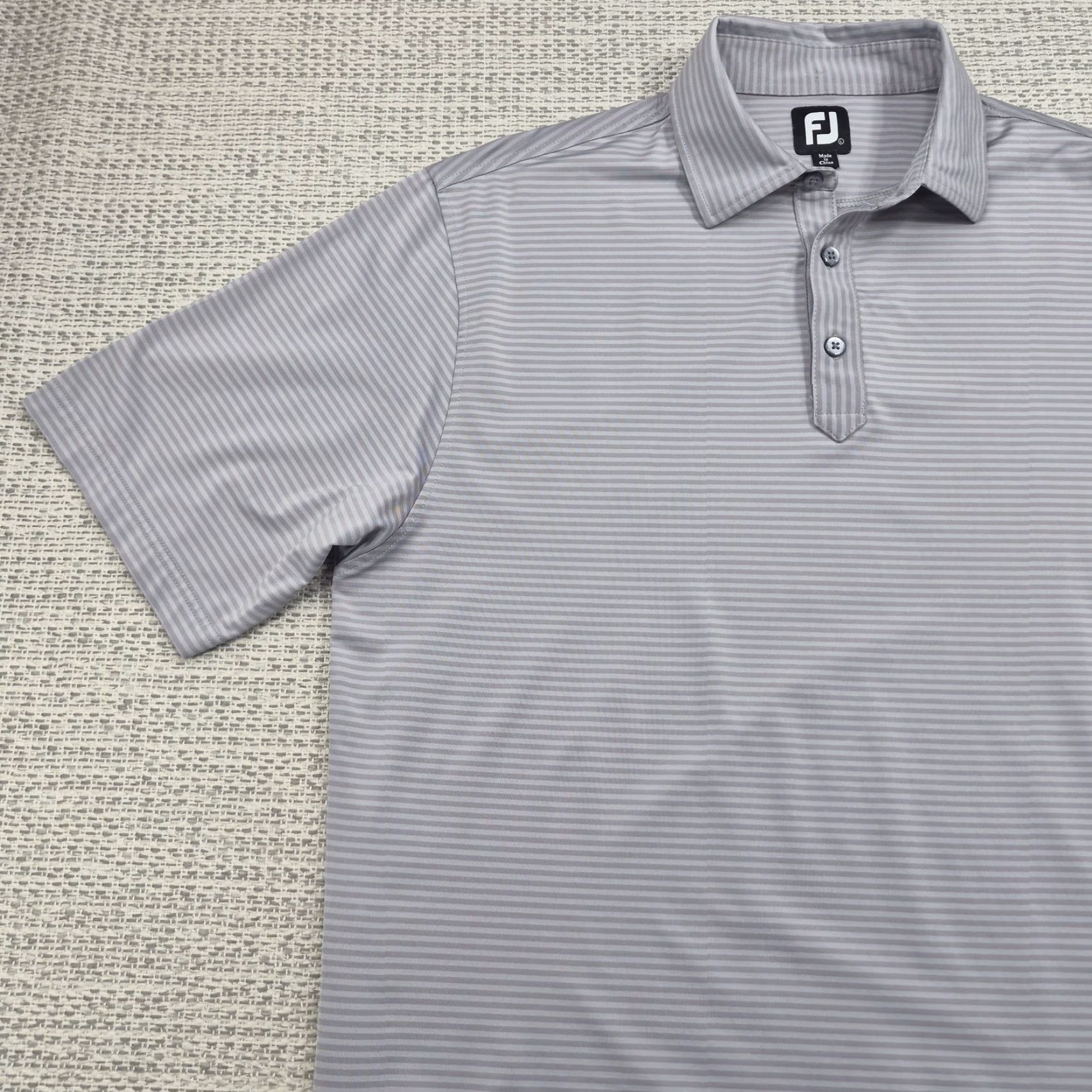 Footjoy FootJoy Golf Polo Shirt Mens Large Gray Stripe Huukan Club Golf Performance Size US L / EU 52-54 / 3 - 2 Thumbnail