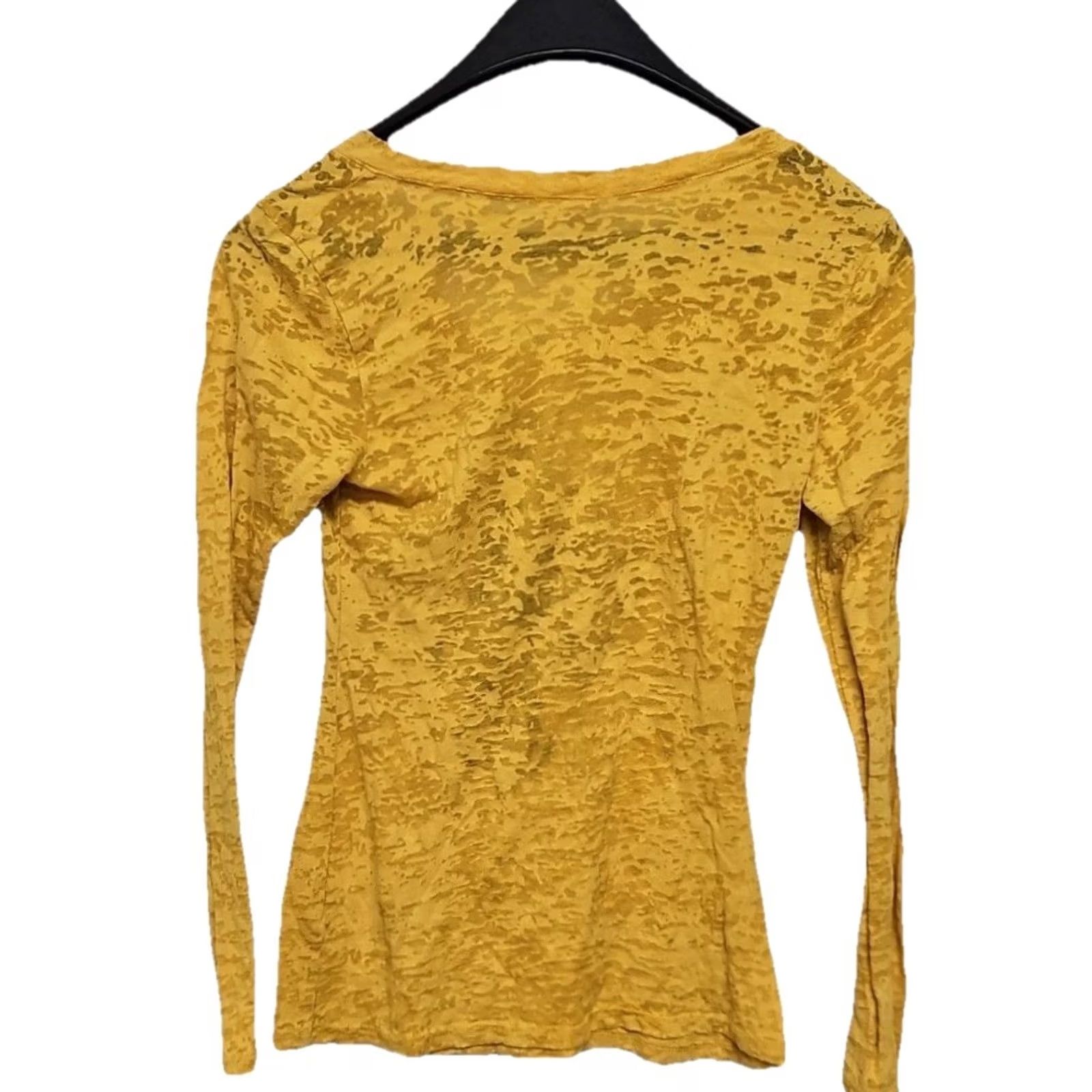 Vintage Fleur de Lis Yellow Long Sleeve Top Women’s L Burnout Y2K USA Graphic Knit Size L / US 10 / IT 46 - 4 Thumbnail
