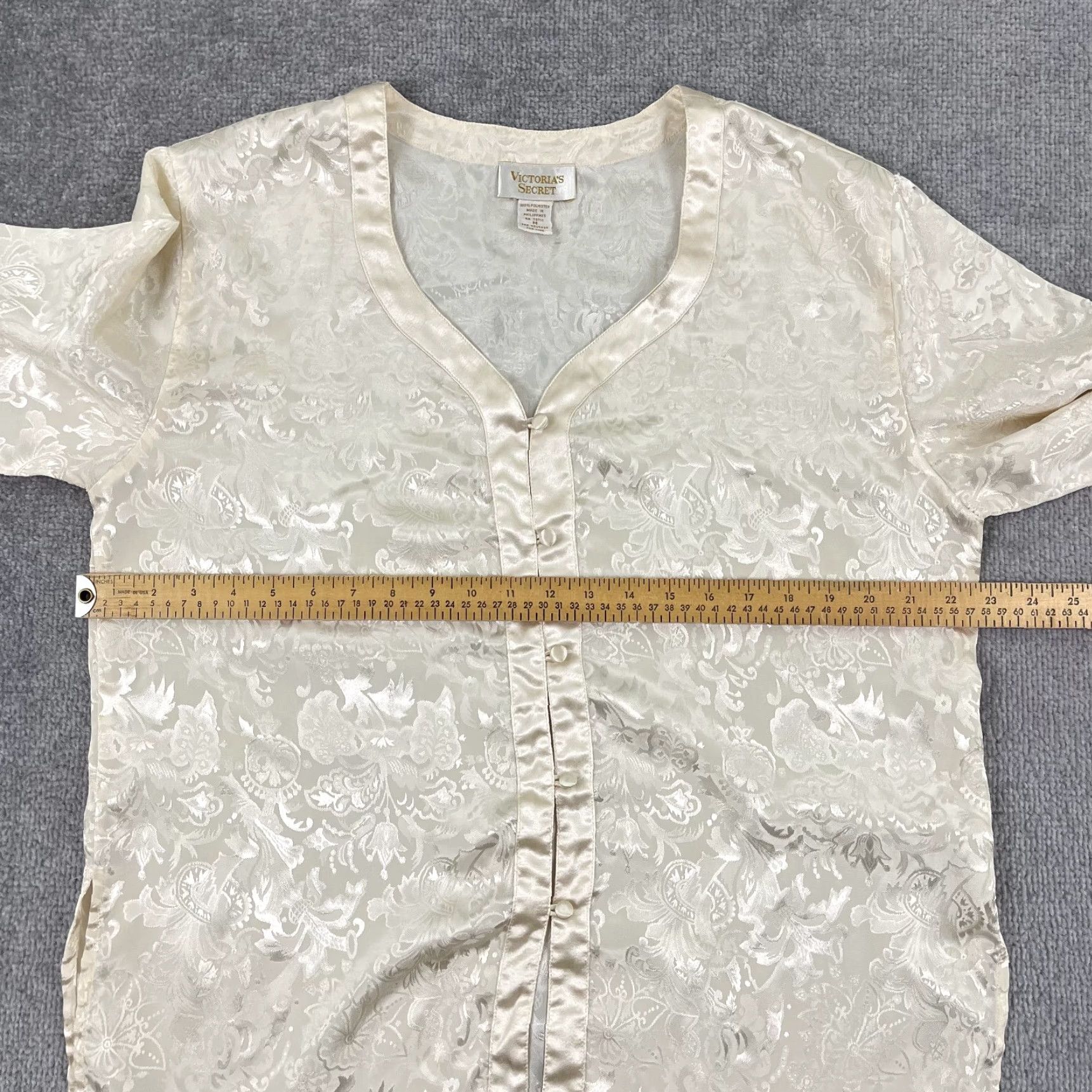 Victoria's Secret VINTAGE VICTORIA'S SECRET Shirt Women Medium Ivory Gold Label Floral Pajama Sleep Top Size M / US 6-8 / IT 42-44 - 4 Thumbnail