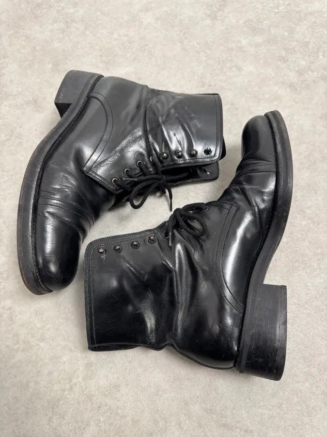 Dolce & Gabbana 2000s Dolce & Gabbana Army Black Leather Lace-Up Boots Size US 7.5 / EU 40-41 - 3 Thumbnail