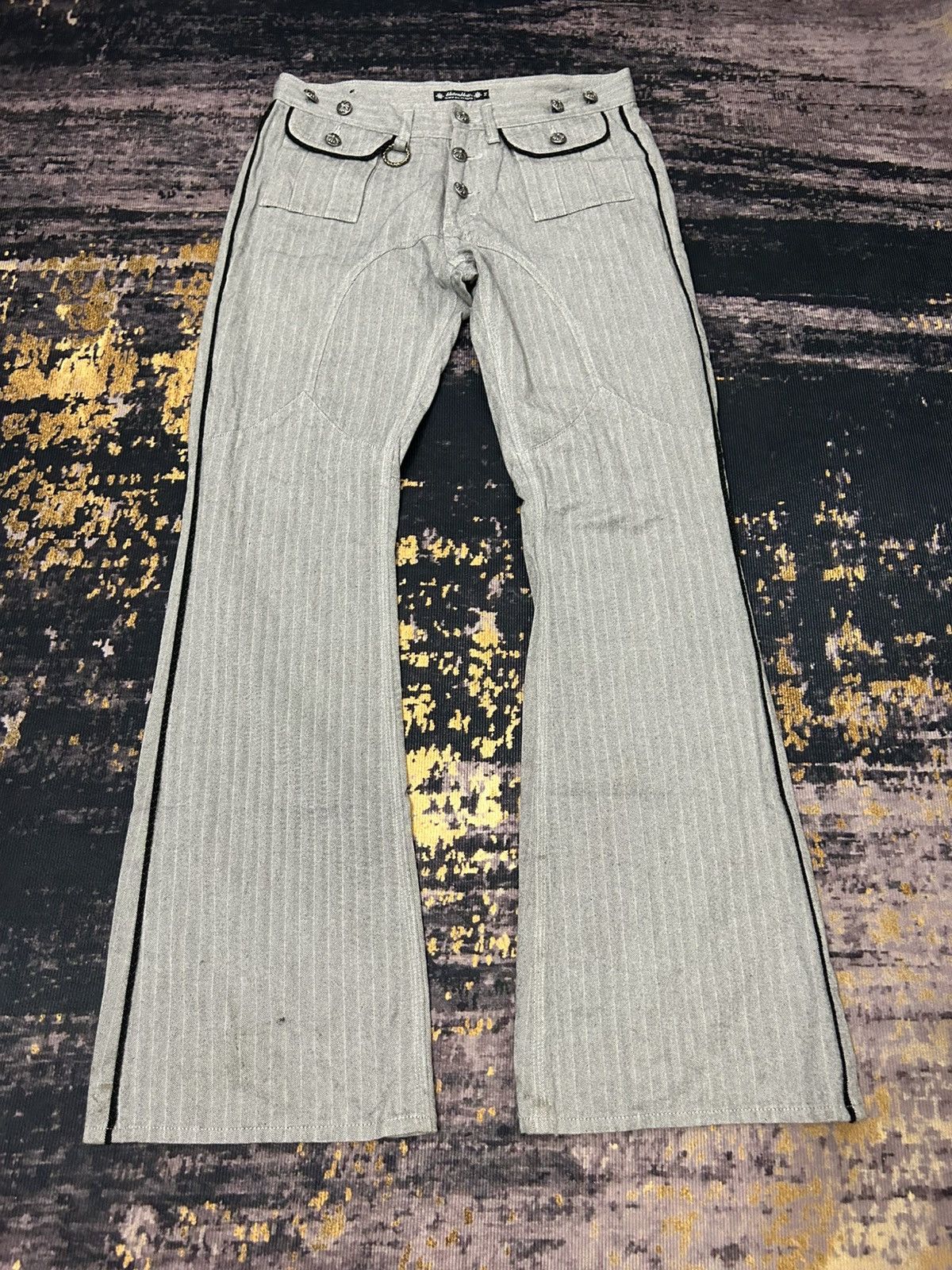 Tornado Mart Japanese Brand Blutenblatt Cross Button Flare Pants Size US 32 / EU 48 - 2 Thumbnail