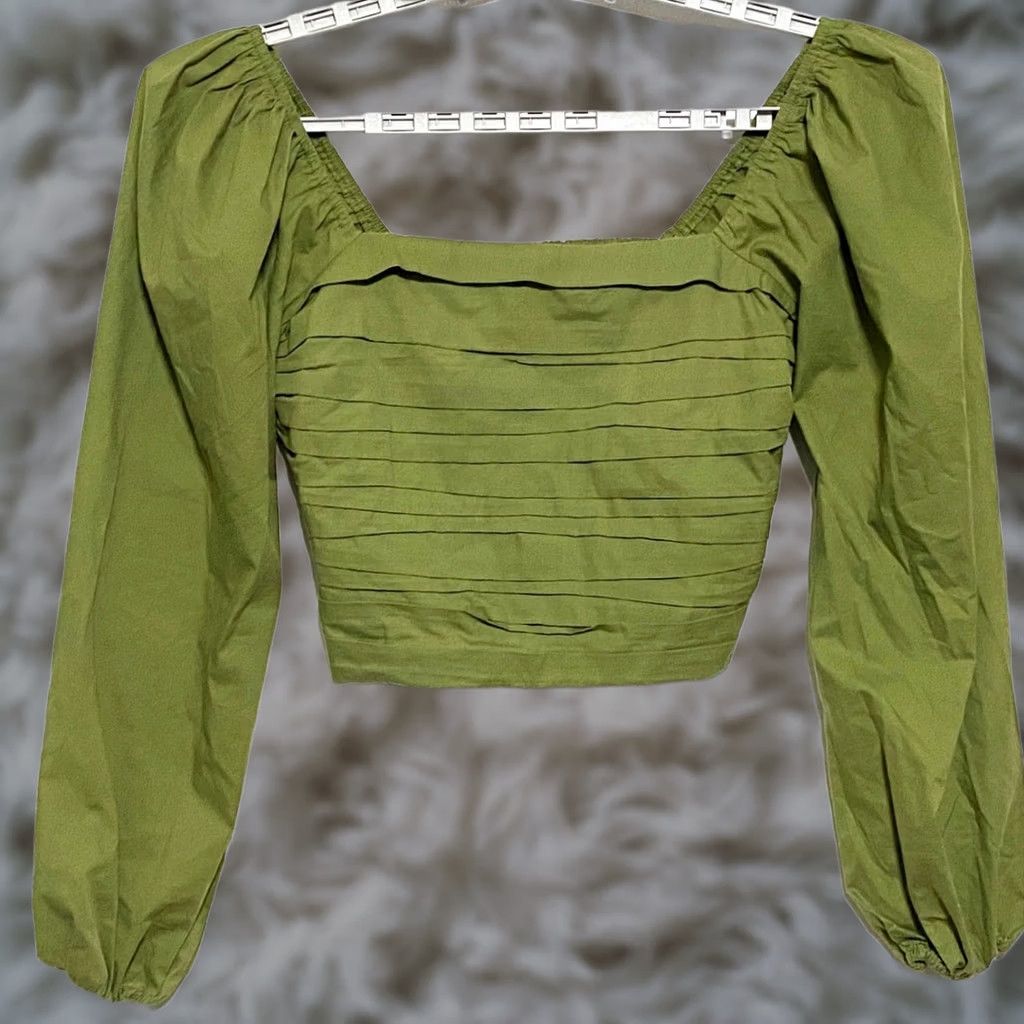 Abercrombie & Fitch Abercrombie Green Crop Top M Size Regular Cozy Cowgirl Size M / US 6-8 / IT 42-44 - 1 Thumbnail