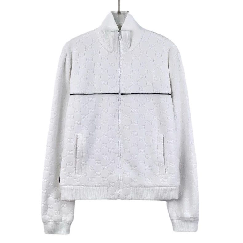 Gucci Gucci White logo jacquard full print cotton stand-up colla Size US M / EU 48-50 / 2 - 1 Thumbnail