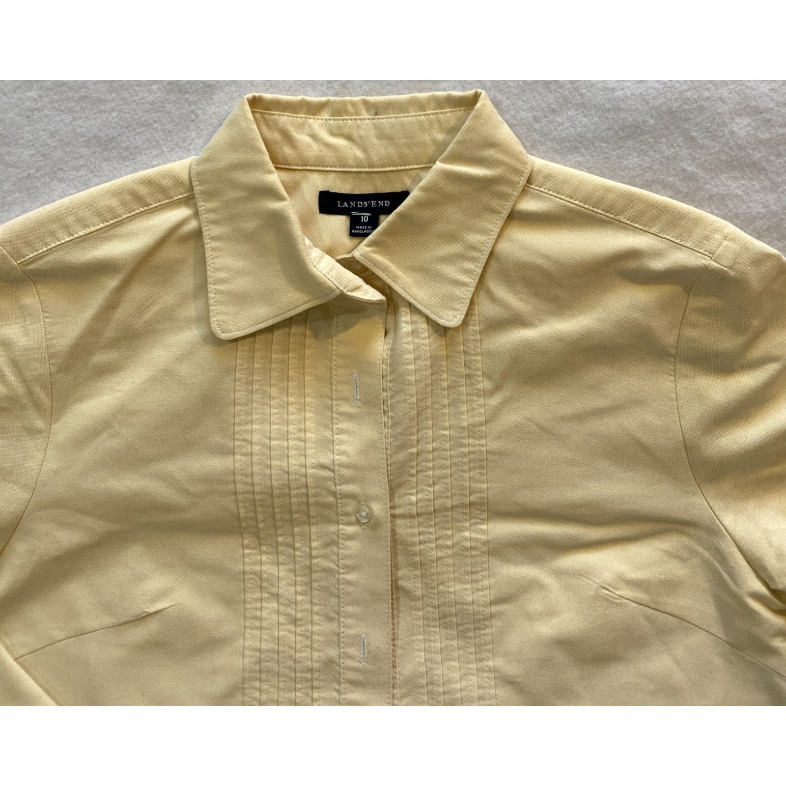 Lands' End Lands’ End Button-Up Shirt Womens Regular Cotton Yellow Mauve 10 Button-Down Collared Long Sleeve Classic Casual Shirt Size L / US 10 / IT 46 - 5 Thumbnail