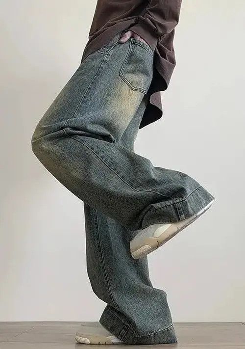 Jean Fashion Oversize Distressed Retro Blue Jeans Size US 31 - 4 Thumbnail