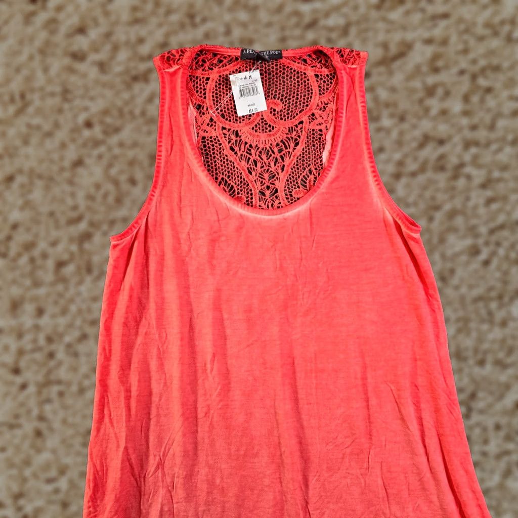 Vintage VINTAGE A Pea In The Pod Top Tank Womens M Orange Sleeveless Crochet Casual Size M / US 6-8 / IT 42-44 - 1 Thumbnail