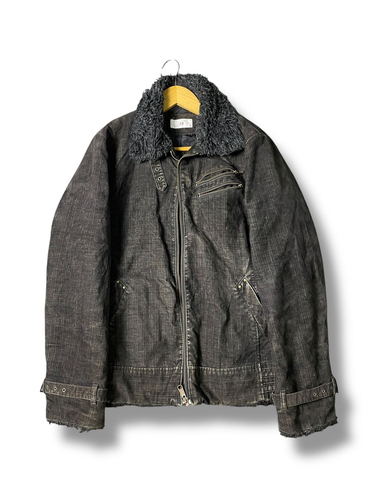 Japanese Brand × Vintage UJ Japanese Brand Fur Collared Denim Jacket (100) Size US M / EU 48-50 / 2 - 1 Thumbnail