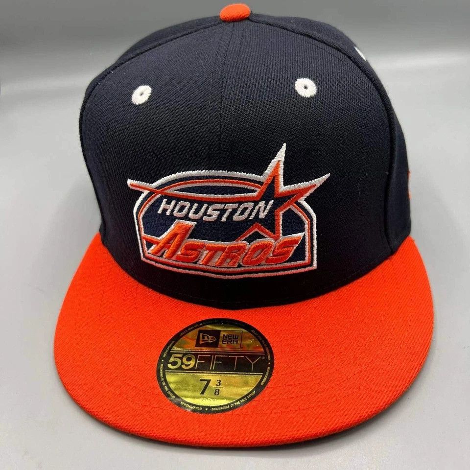 New Era Houston Astros Hat Men 7 3/8 59Fifty New Era MLB Fitted Cap Size ONE SIZE - 4 Thumbnail