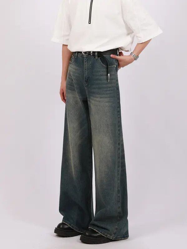 Japanese Brand Aki Vintage distressed washed American loose wide-leg jeans Size US 32 / EU 48 - 5 Thumbnail