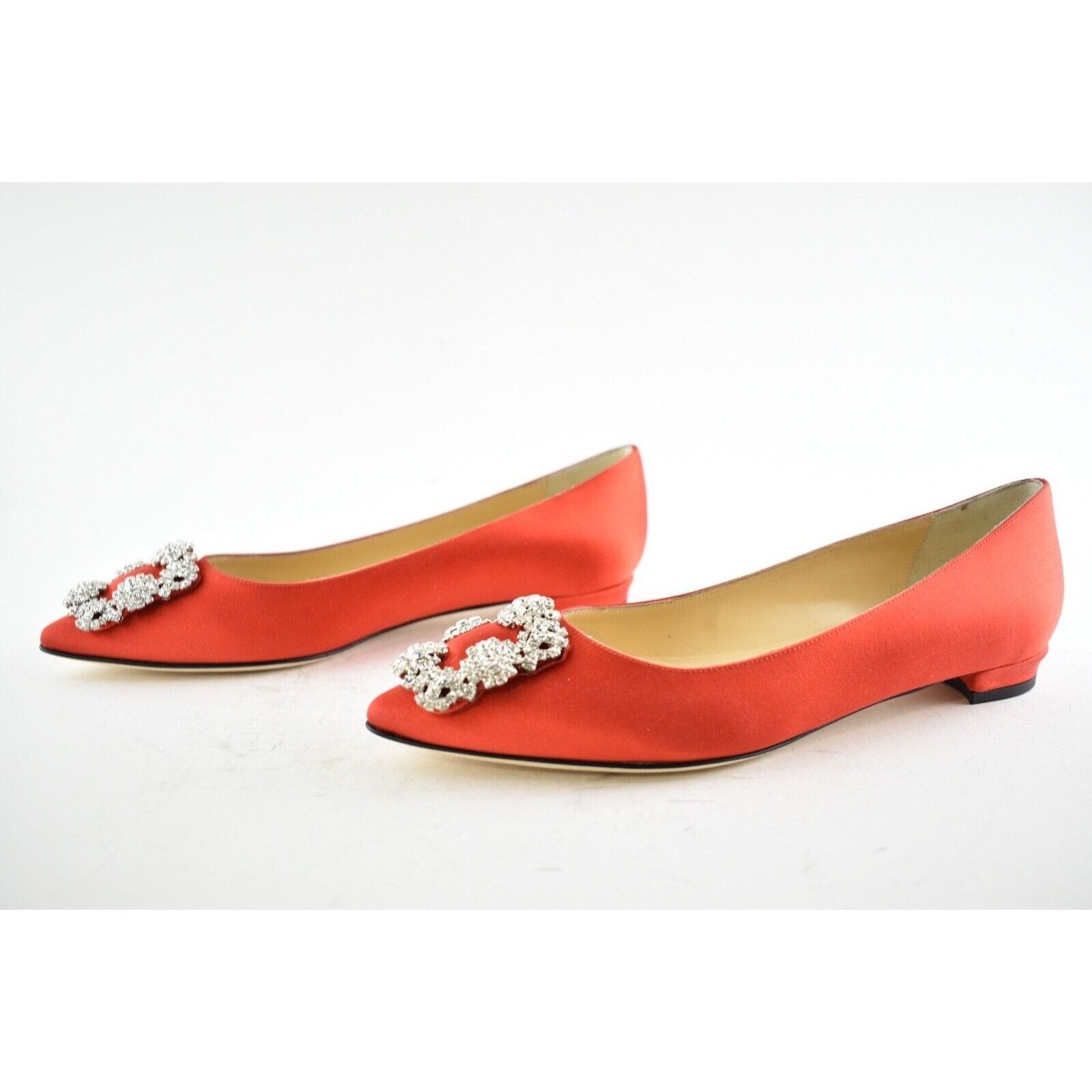 Manolo Blahnik Hangisi Satin Silver Jewel Buckle Ballerina Ballet Flat 39 Size US 9 / IT 39 - 10 Thumbnail