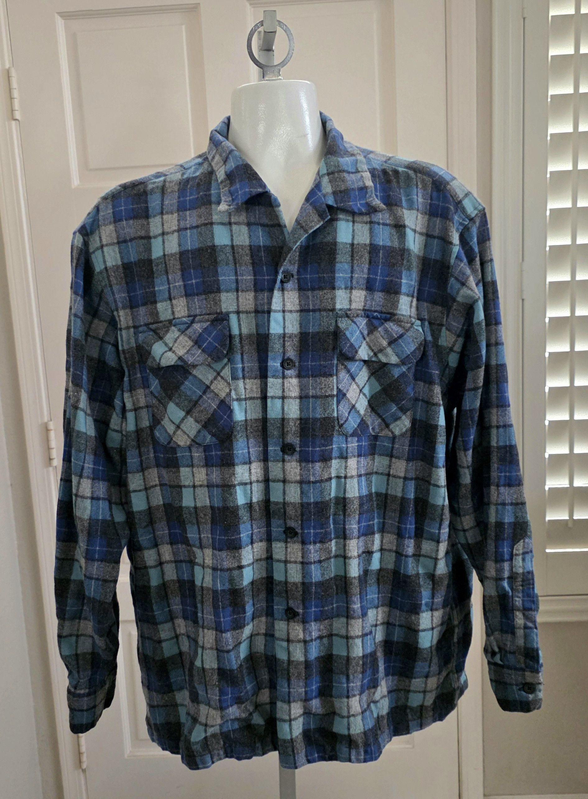 Pendleton Pendleton Board Shirt Wool Flannel Blue Plaid Button-Up XXL Size US XXL / EU 58 / 5 - 1 Thumbnail