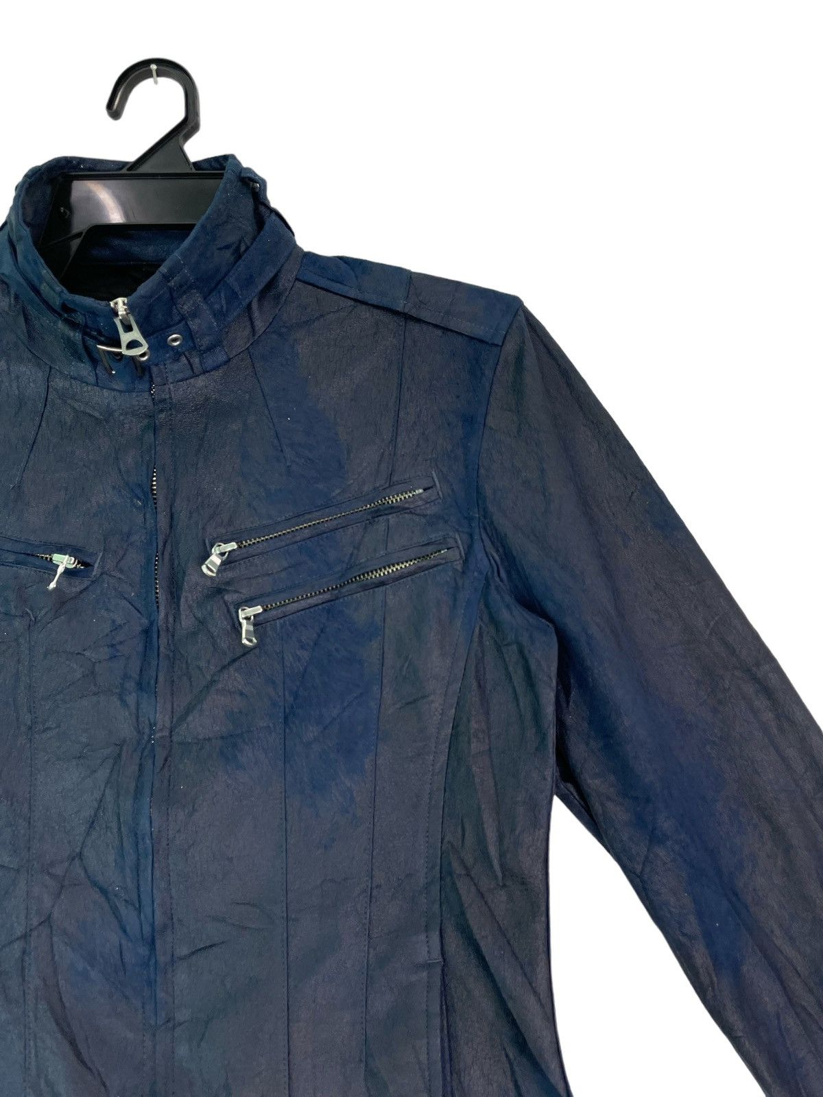 Tornado Mart Vtg 90s Tornado Mart tie dyed blue biker jacket Size US M / EU 48-50 / 2 - 2 Thumbnail