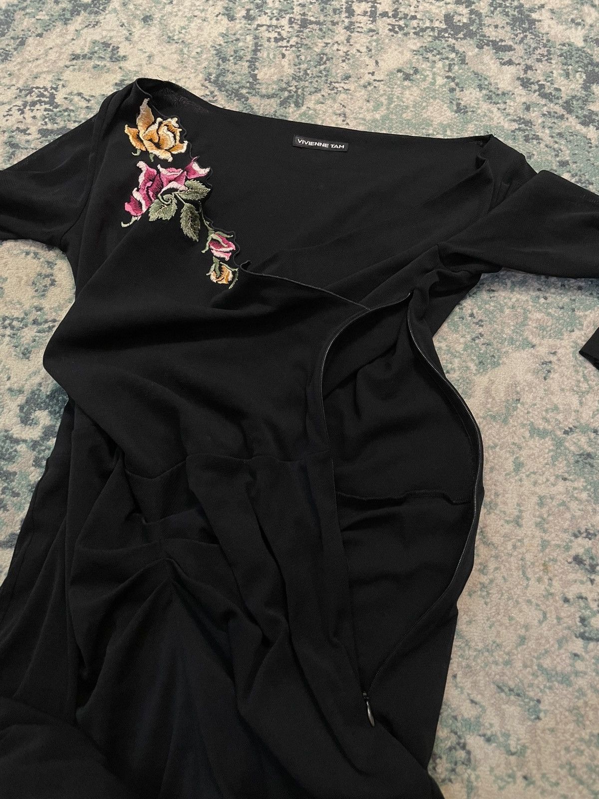 Vivienne Tam SS98 Vivienne Tam Flower Embroidery Layered Black Dress Size XS / US 0-2 / IT 36-38 - 25 Thumbnail