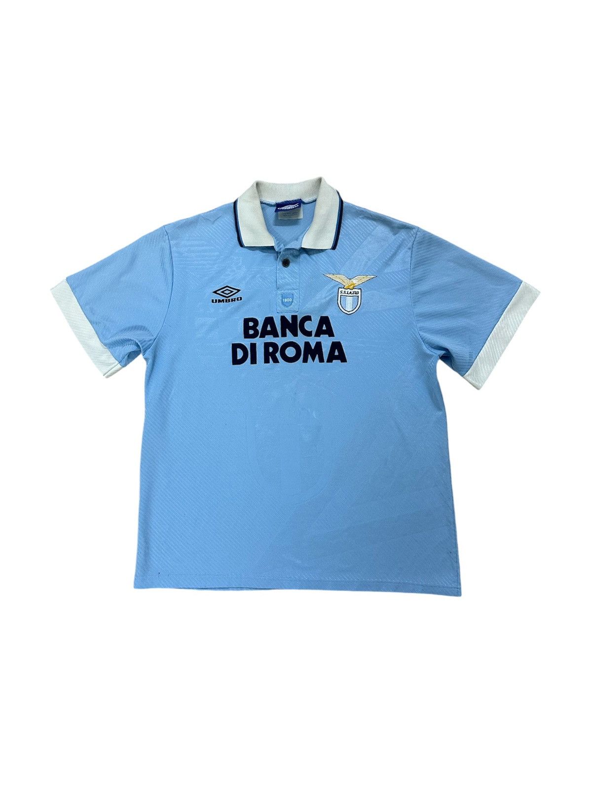 Umbro × Vintage Vintage 1995 Lazio Banca Di Roma Home Kit Umbro Jersey Size US L / EU 52-54 / 3 - 4 Thumbnail