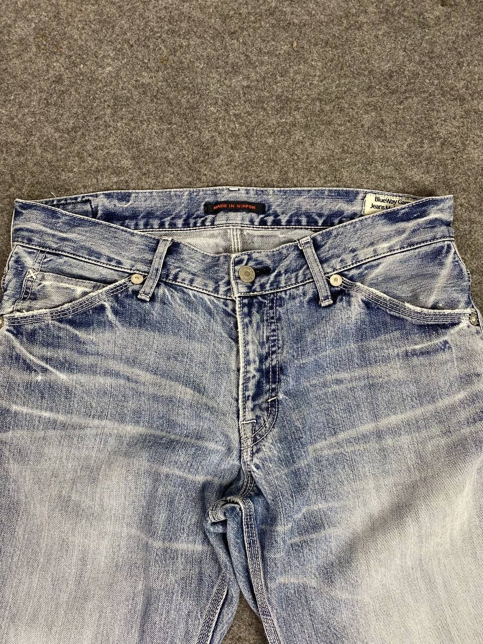 Japanese Brand blue way triple stitch nice faded distressed denim Size US 34 / EU 50 - 6 Thumbnail