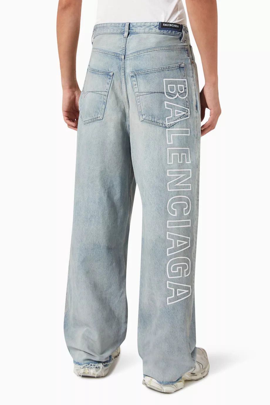 Balenciaga o1la1rc1a0824 Outline Logo Baggy Pants in Dirty Blue Size US 41 - 4 Thumbnail