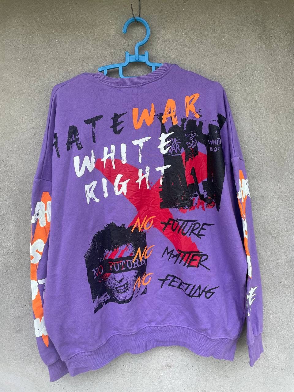 Designer HATE WAR WHITE RIGHT STREET ART SWEATSHIRT Size US L / EU 52-54 / 3 - 1 Thumbnail