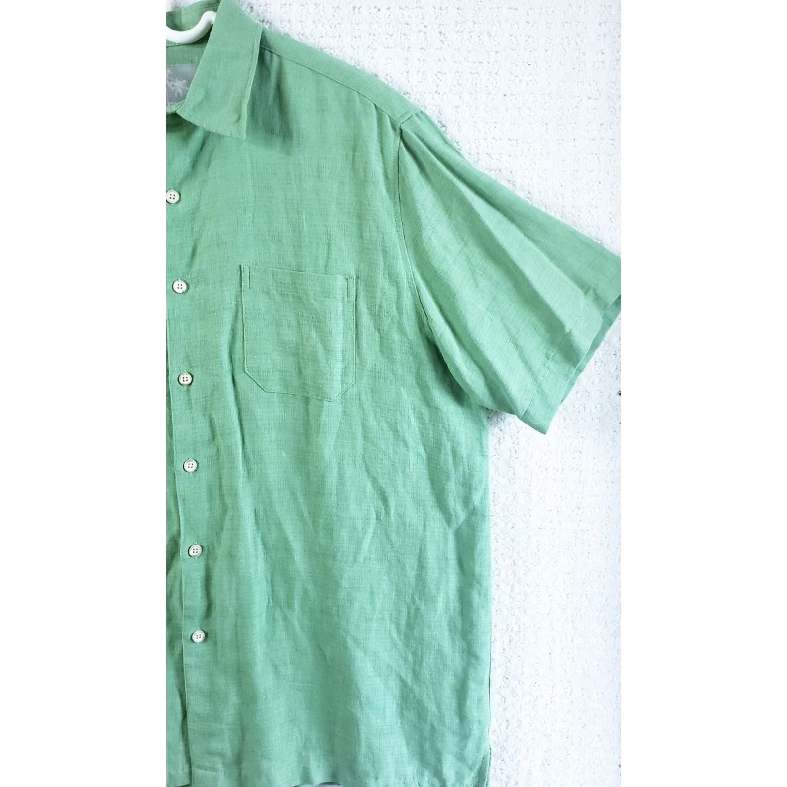 Vintage Margaritaville Mens Green Short Sleeve Button Up Shirt Sz XL 75% Silk 25% Linen Size US XL / EU 56 / 4 - 3 Thumbnail