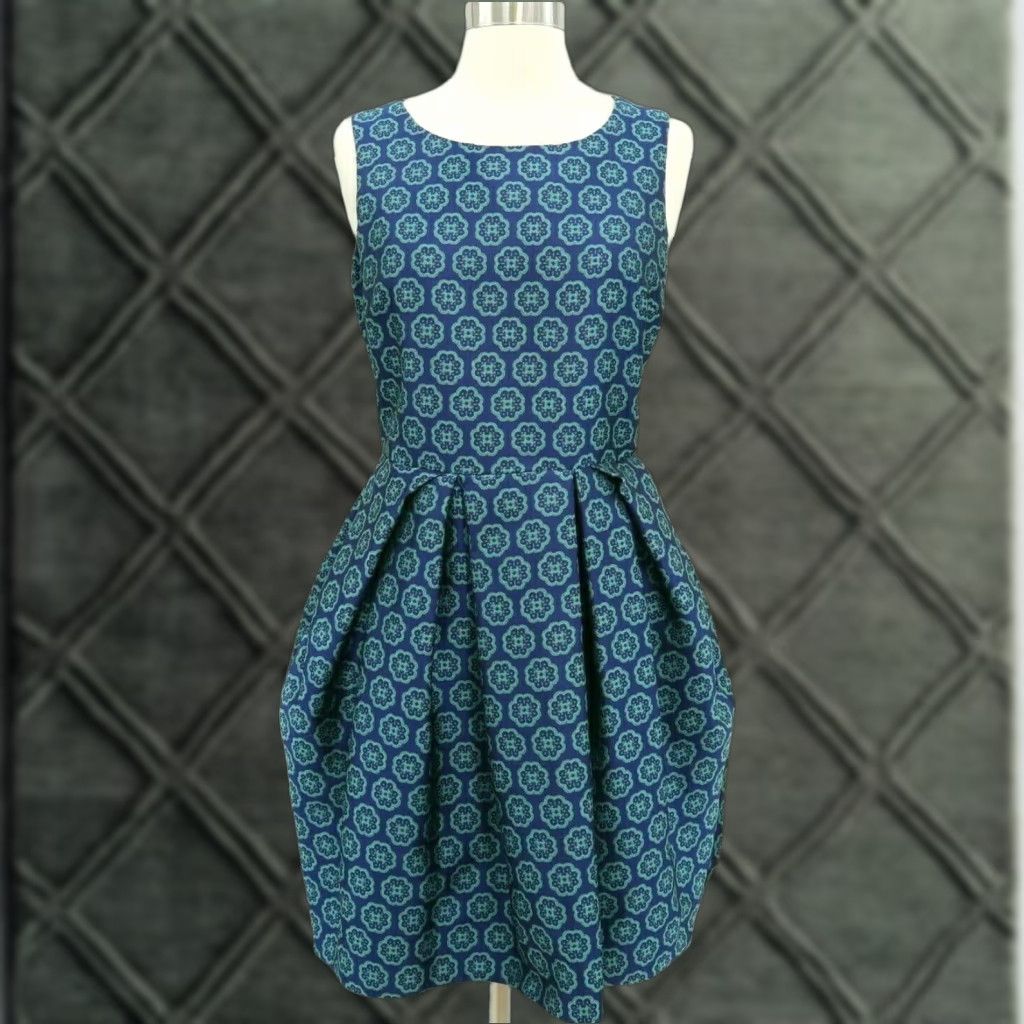 Pink Tartan Dress Womens Sz 4 Blue Green Pleated Party Cocktail Wedding Geometric