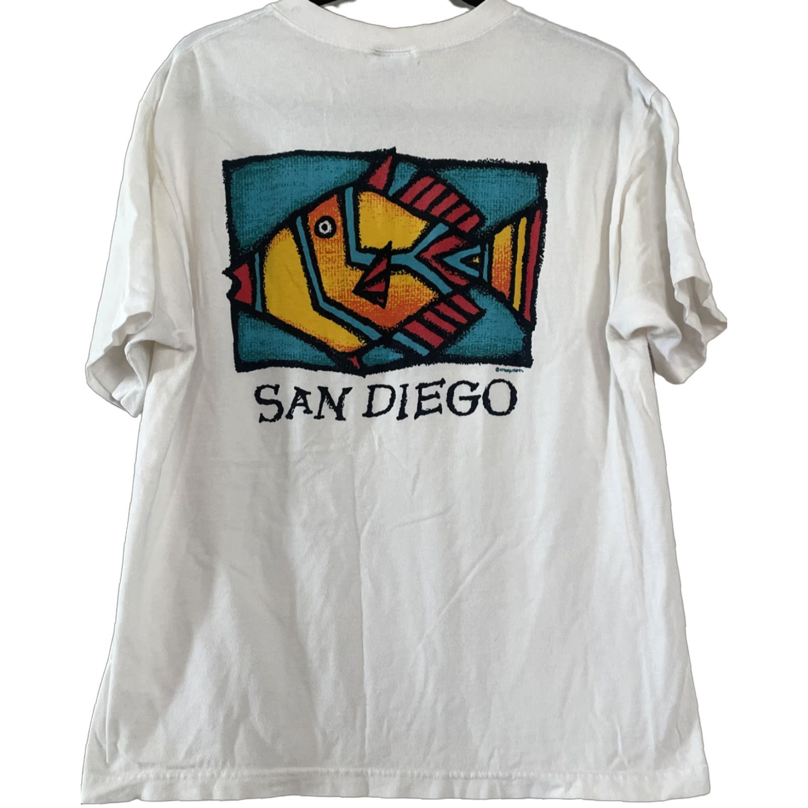 Vintage VINTAGE Crazy Shirts Graphic Tee T-Shirt Adult Medium White Fish USA Made Hawaii Mens Size US M / EU 48-50 / 2 - 1 Thumbnail