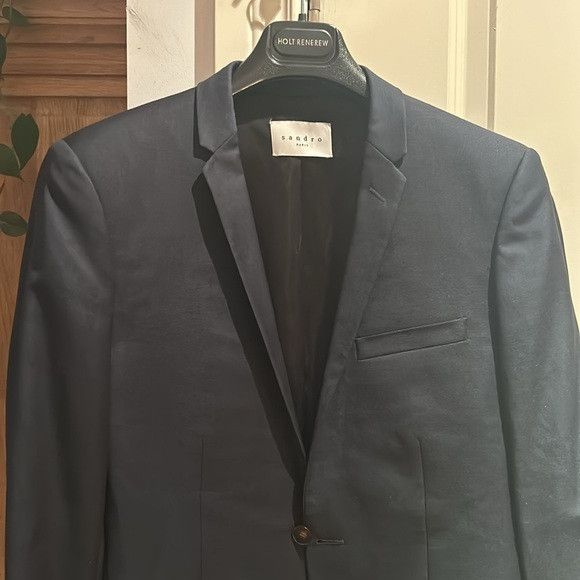Sandro ✅SANDRO 48/M 100% wool blue blazer single breasted Size 48R - 6 Thumbnail