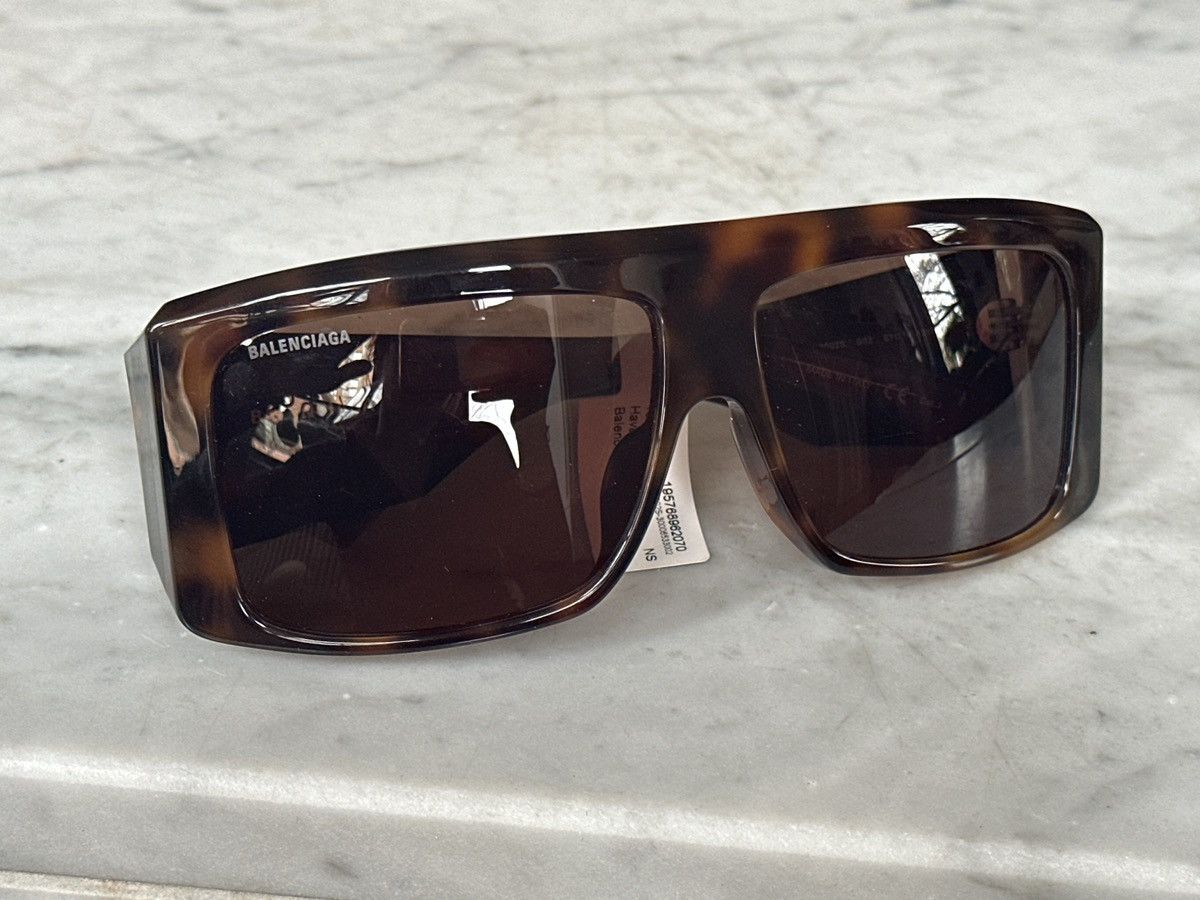 image of Balenciaga Brown Tortoise Square Sunglasses, Men's