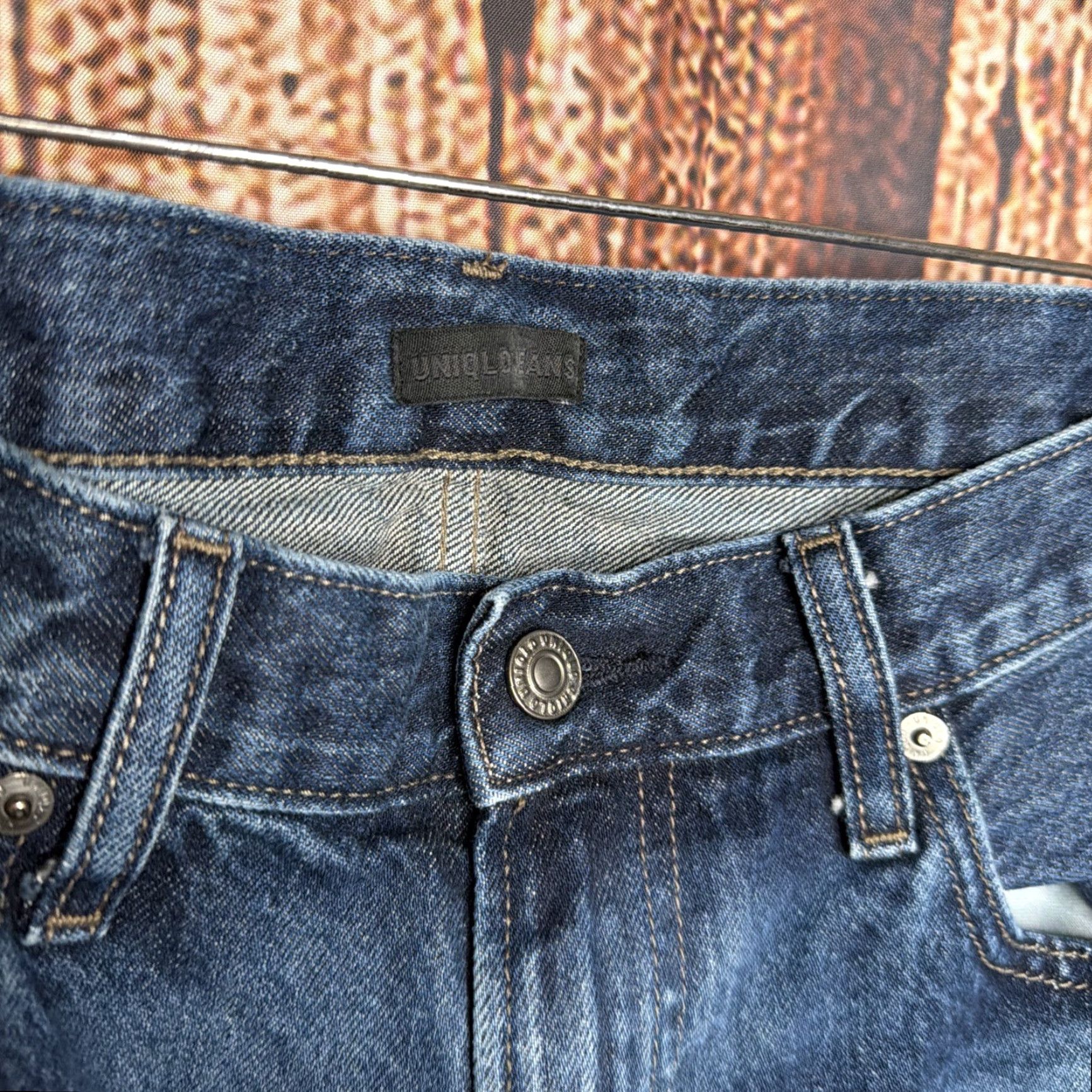 Uniqlo Uniqlo Jeans Mens 33 Straight Leg Fit Cotton Denim Pocket Casual 33 Blue Mid 10-12in Inseam 28in Regular Size US 33 - 2 Thumbnail