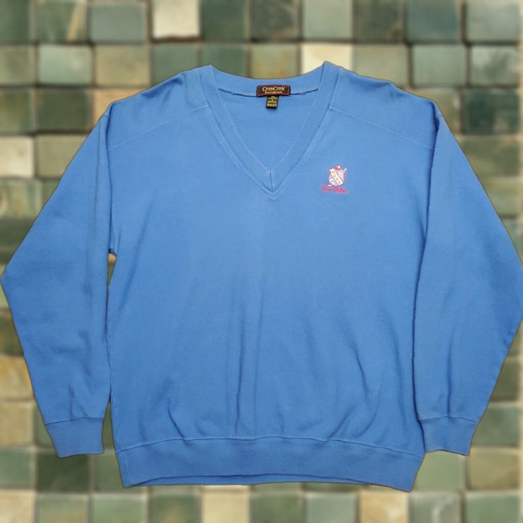 Vintage VINTAGE Cross Creek Golf Sweater Mens L Blue Lakes V-Neck 100% Cotton Pullover Made in USA Size US L / EU 52-54 / 3 - 1 Thumbnail