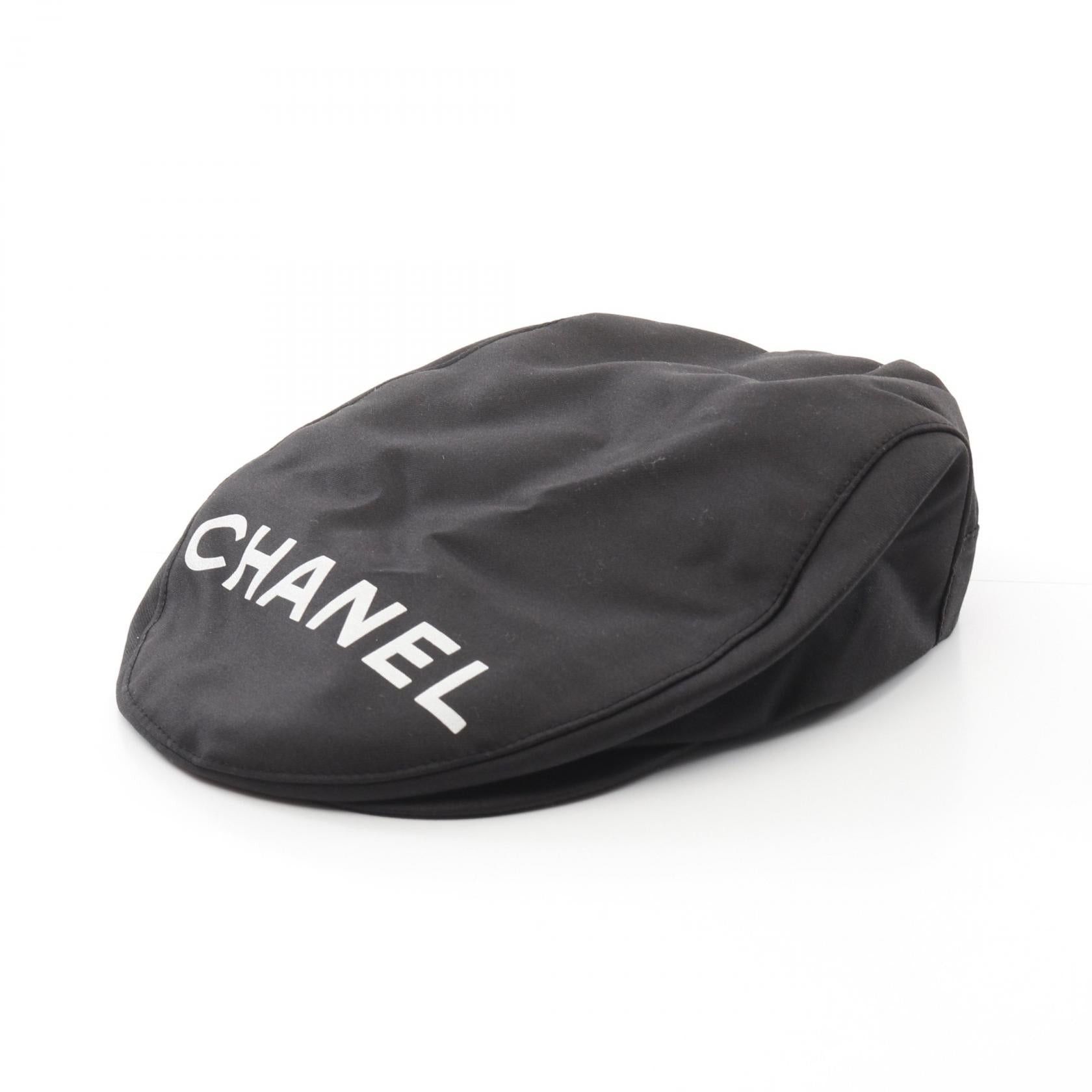 Chanel Chanel Hunting Cap Hat Logo Print Silk Black Size ONE SIZE - 1 Thumbnail