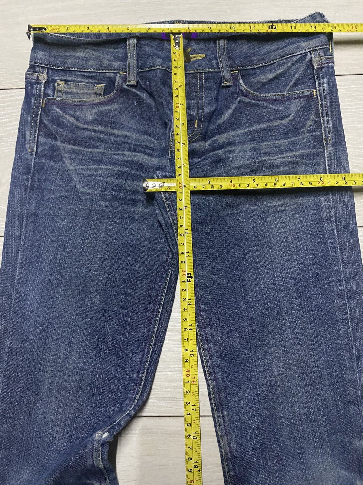 SLY Vintage Sly Blue Wash Distressed Flare Jeans Size US 28 / EU 44 - 12 Thumbnail